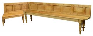 Appraisal: SCANDINAVIAN ANTIQUE PINE WOOD CORNER BENCH Scandinavian antique corner bench