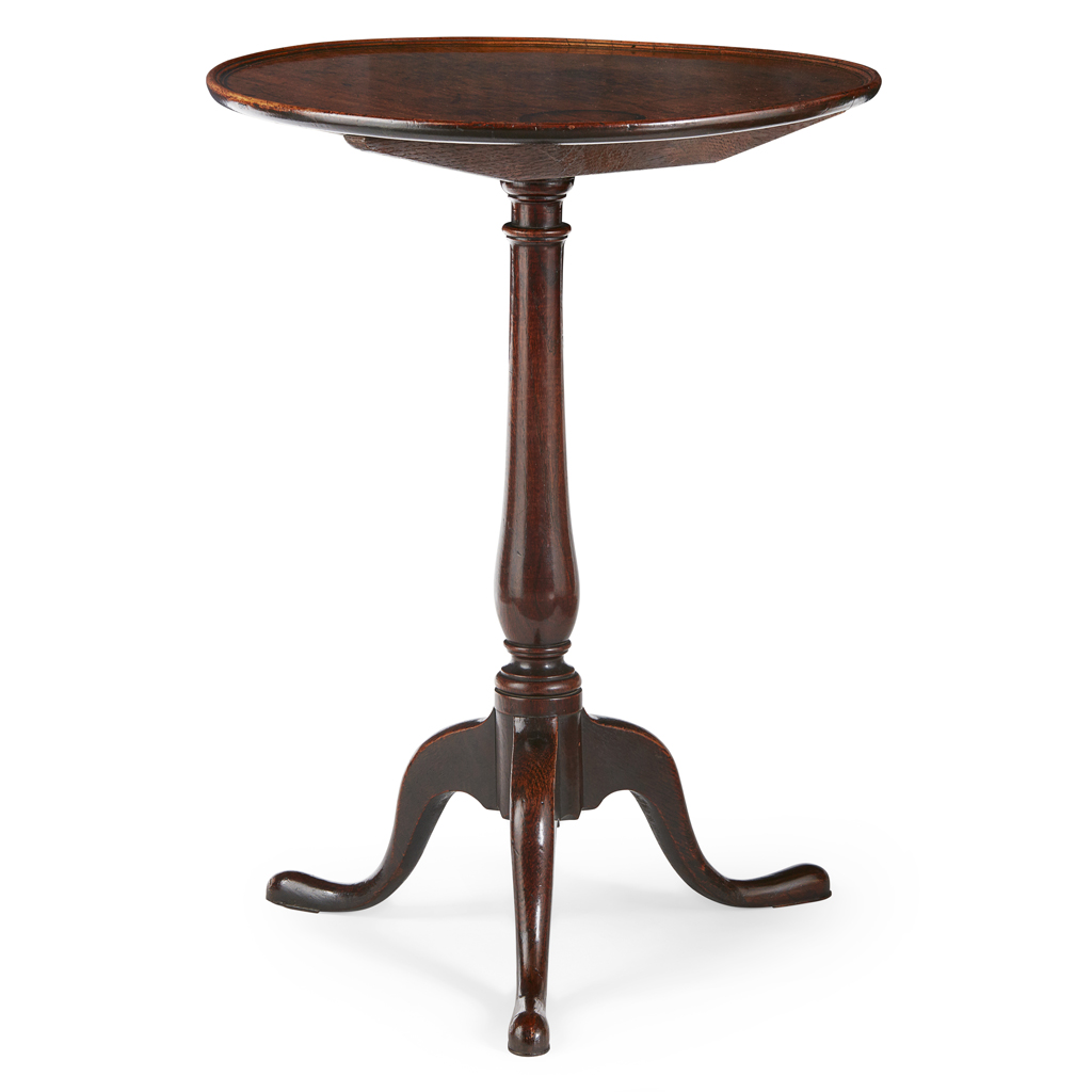 Appraisal: GEORGE III PROVINCIAL MAHOGANY AND ELM TILT TOP TEA TABLE