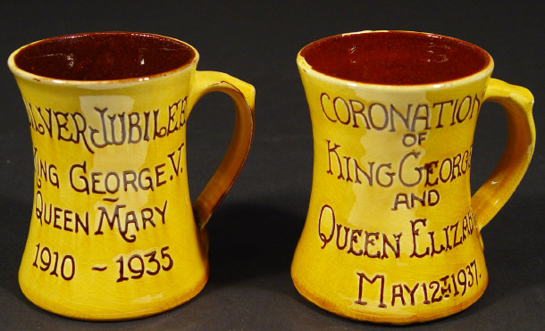 Appraisal: Two C H Brannam pottery tankards with incised script commemorating