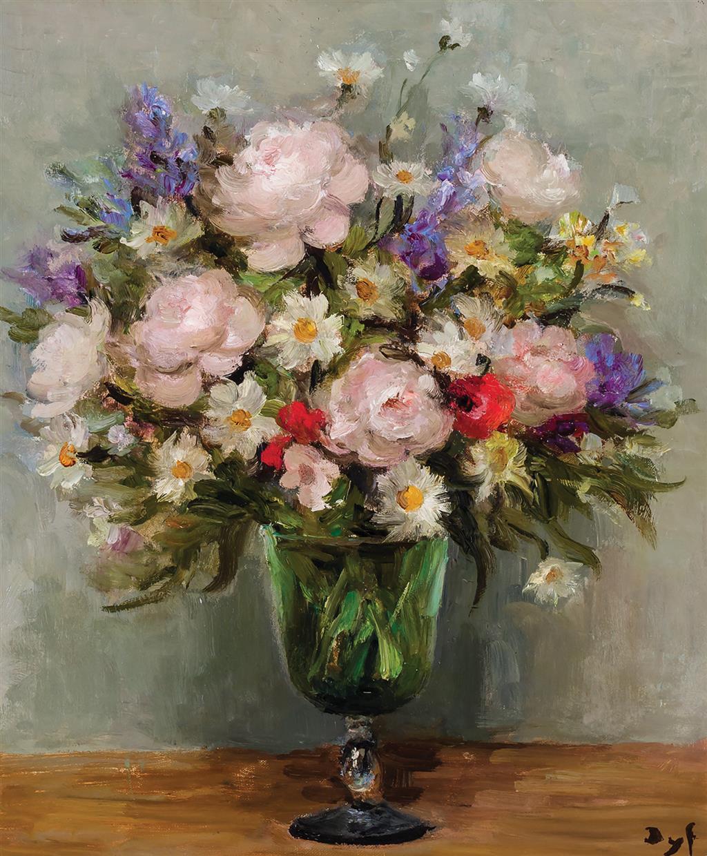 Appraisal: MARCEL DYF French - Pivoines oil on canvas signed Dyf