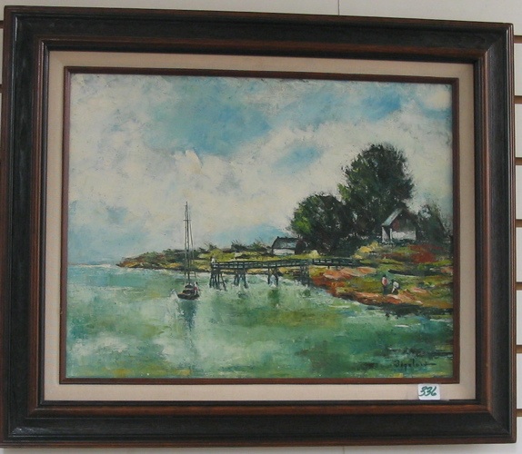 Appraisal: JAMES BIGELOW American th century Oil on canvas Harbor scene