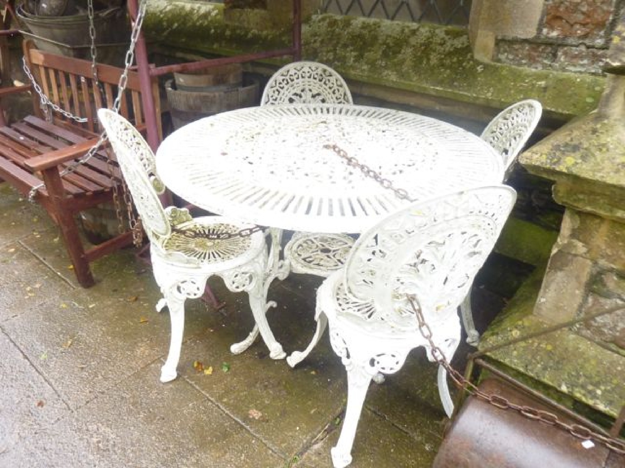 Appraisal: A Victorian style cast aluminium garden terrace table of circular