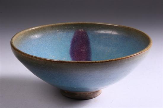 Appraisal: CHINESE JUNYAO BOWL With purple splash on interior - in