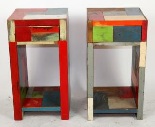 Appraisal: Pair of painted block side tables Pair of painted block