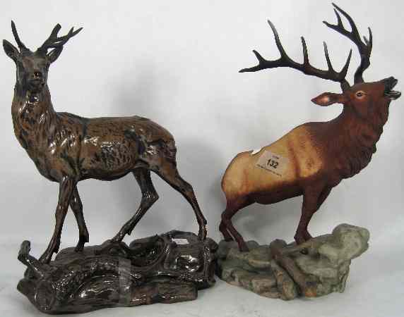 Appraisal: Beswick Stag On Base In Bronze Colourway and Franklin Mint