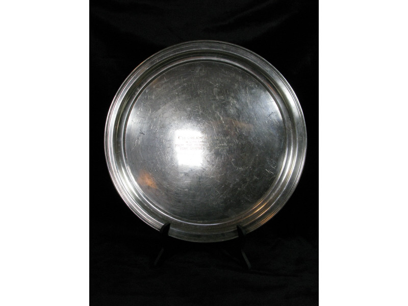 Appraisal: Wallace Sterling Silver Presentation Tray circular form center engraved To