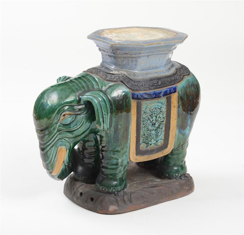 Appraisal: CERAMIC GLAZED GARDEN SEAT IN THE FORM OF AN ELEPHANT