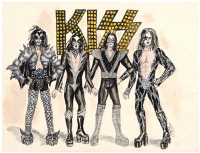 Appraisal: Original LeGaspi sketch for KISS features the costumes for quot