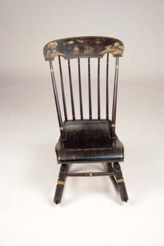 Appraisal: Hand Painted and Stenciled Rocking Chair Seaside motif H