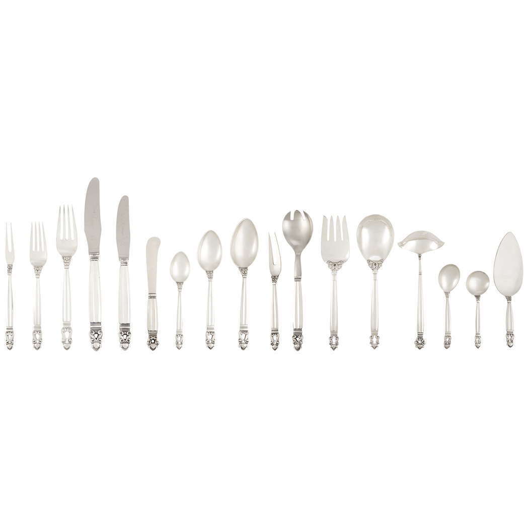 Appraisal: Georg Jensen Sterling Silver Flatware Service In the Acorn pattern