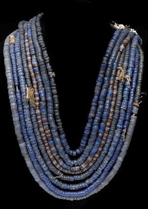 Appraisal: Eight Lapis Blue Glass Bead Strands