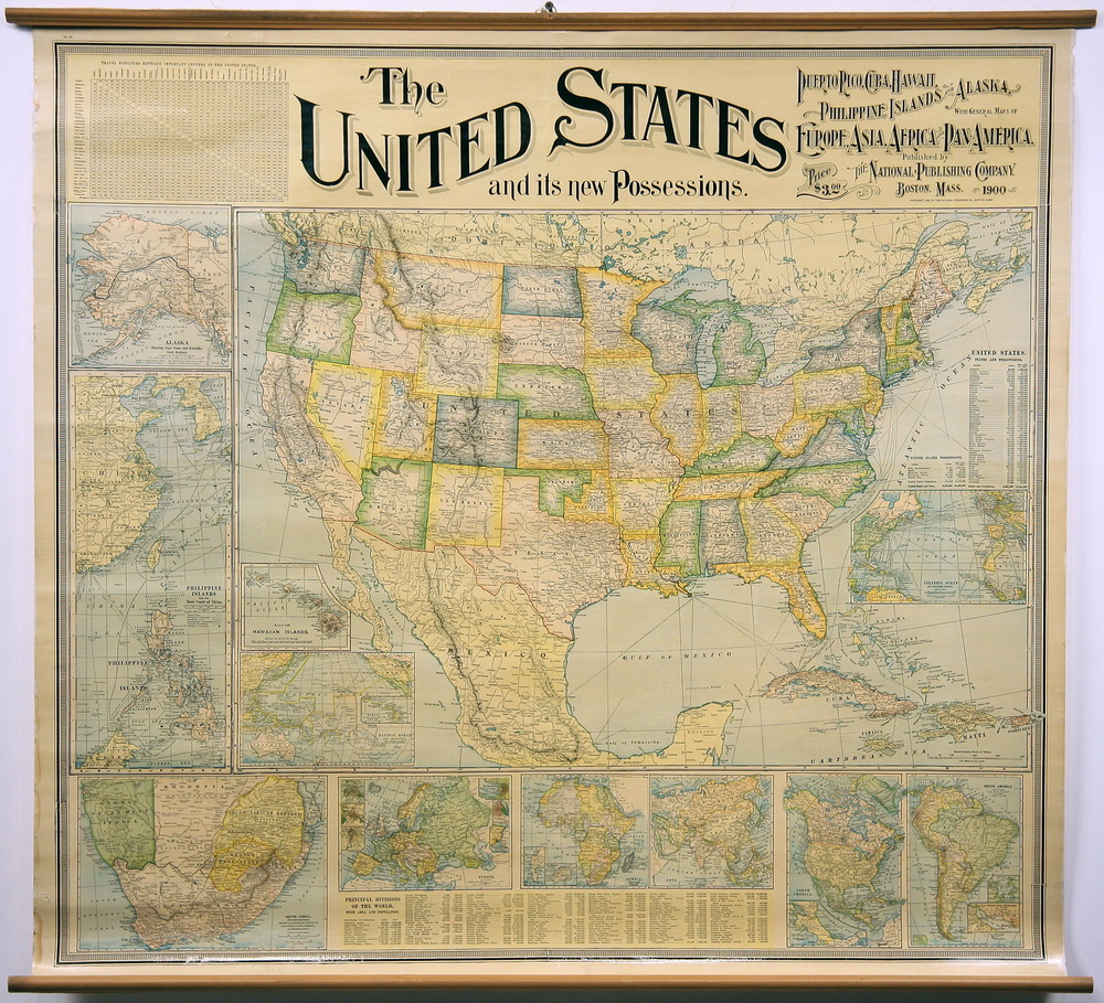 Appraisal: US SCHOOL MAP - Vintage School Map mounted on battens