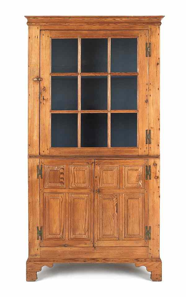 Appraisal: Eastern Shore Virginia hard pine paneled door cupboard ca with