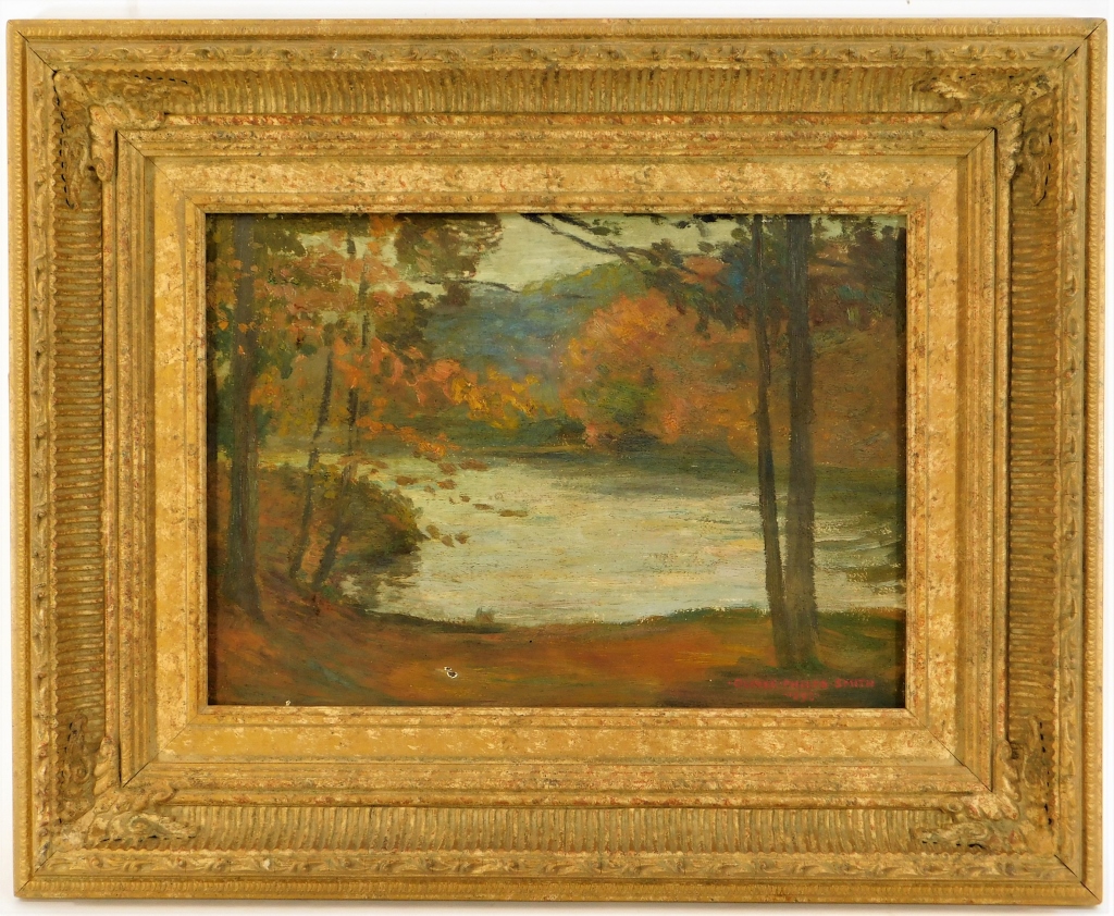 Appraisal: OLIVER PHELPS SMITH LAKE LANDSCAPE PAINTING Connecticut New York -