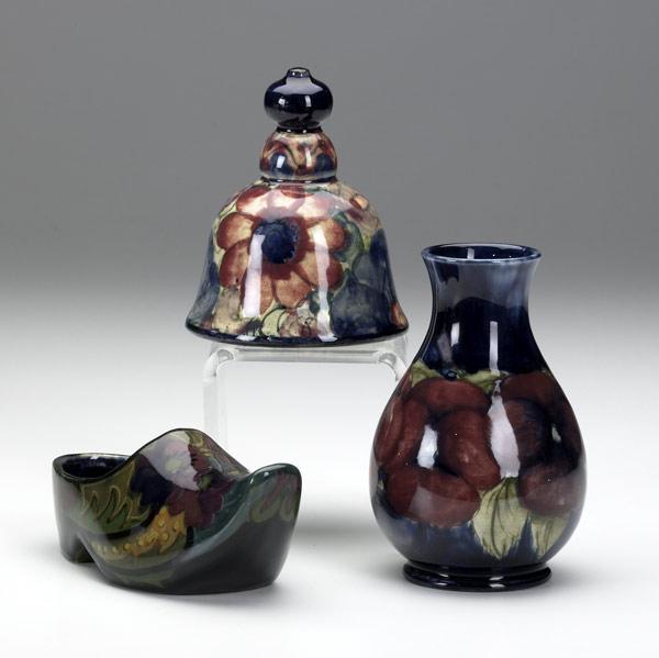 Appraisal: MOORCROFT Etc Three items Moorcroft small vase in the Pansy