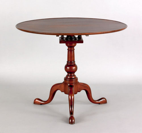 Appraisal: Philadelphia Queen Anne mahogany tea table ca the circular dish