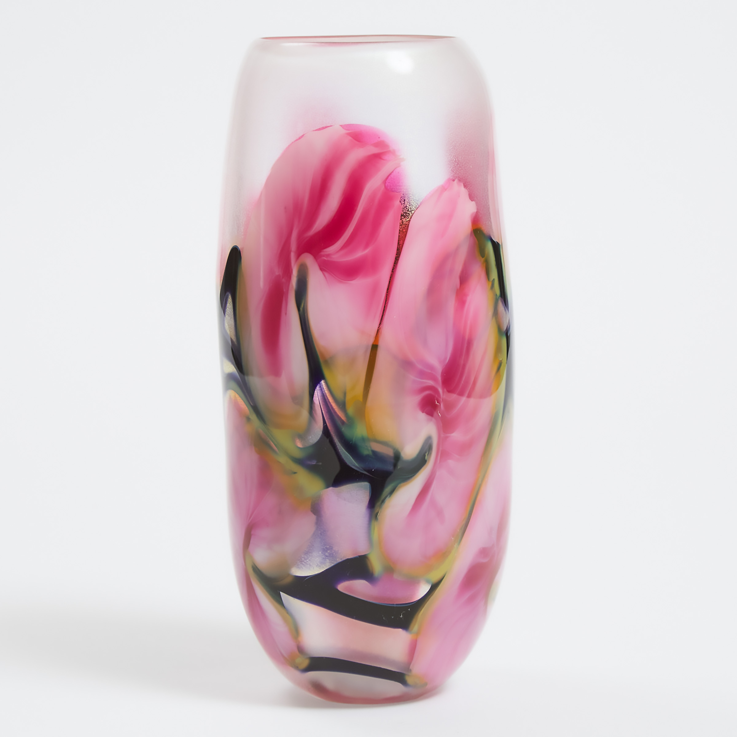 Appraisal: John Lotton American b Floral Iridescent Glass Vase height in