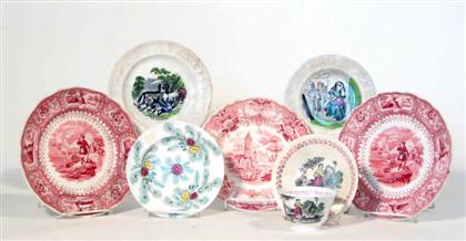 Appraisal: Collection of assorted Staffordshire tablewares th century Including two alphabet