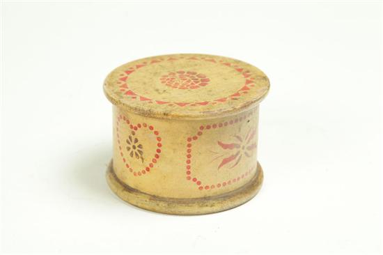 Appraisal: DECORATED BOX Probably Pennsylvania nd quarter- th century poplar Round