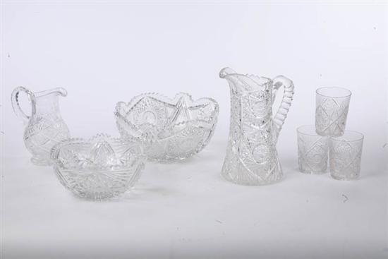 Appraisal: SEVEN PIECES OF CUT GLASS Two pitchers and h Two