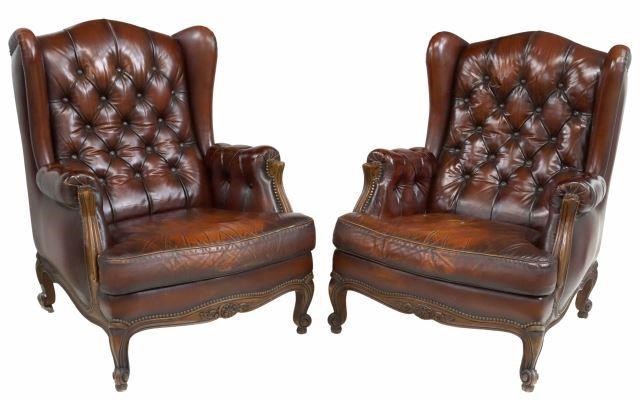 Appraisal: lot of Louis XV style wingback armchairs th c each