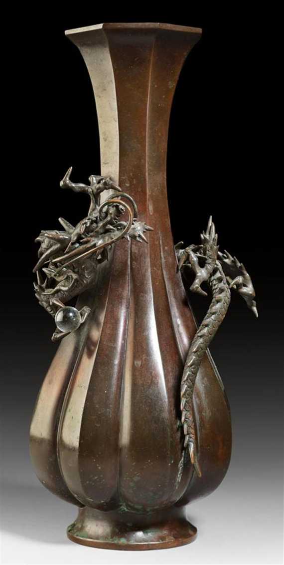 Appraisal: A BRONZE VASE WITH DRAGON AND ROCK CRYSTAL CINTAMANI Japan