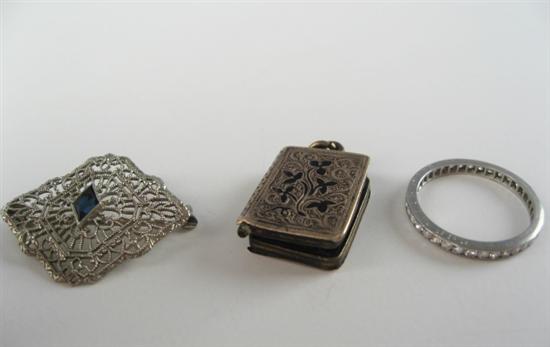 Appraisal: Three Turn of the th C Jewelry Items a platinum