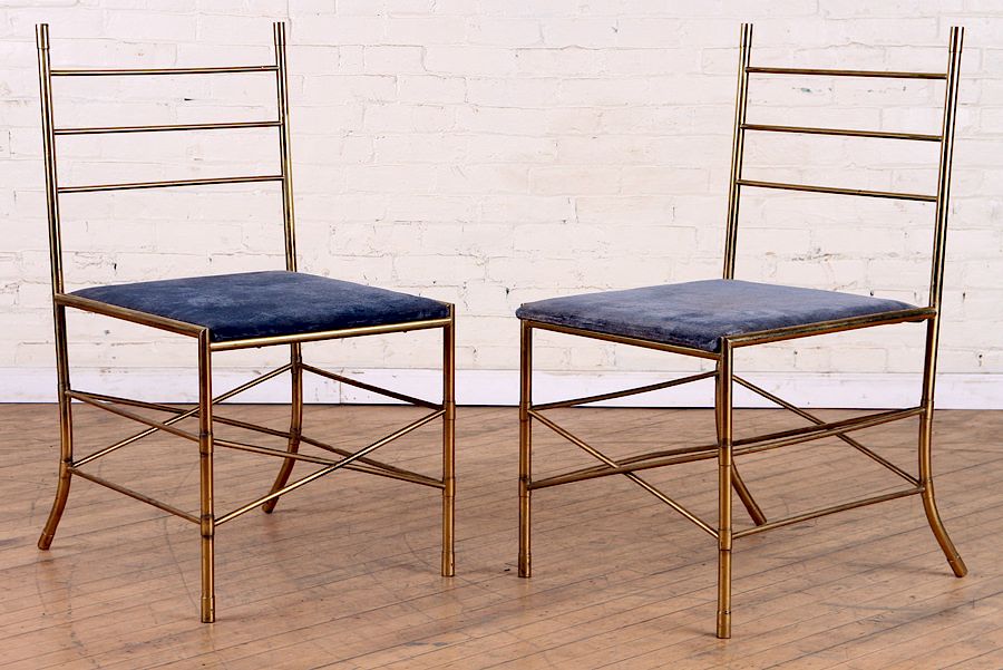 Appraisal: PAIR BRASS ITALIAN CHAIRS LADDER BACK An interesting pair of