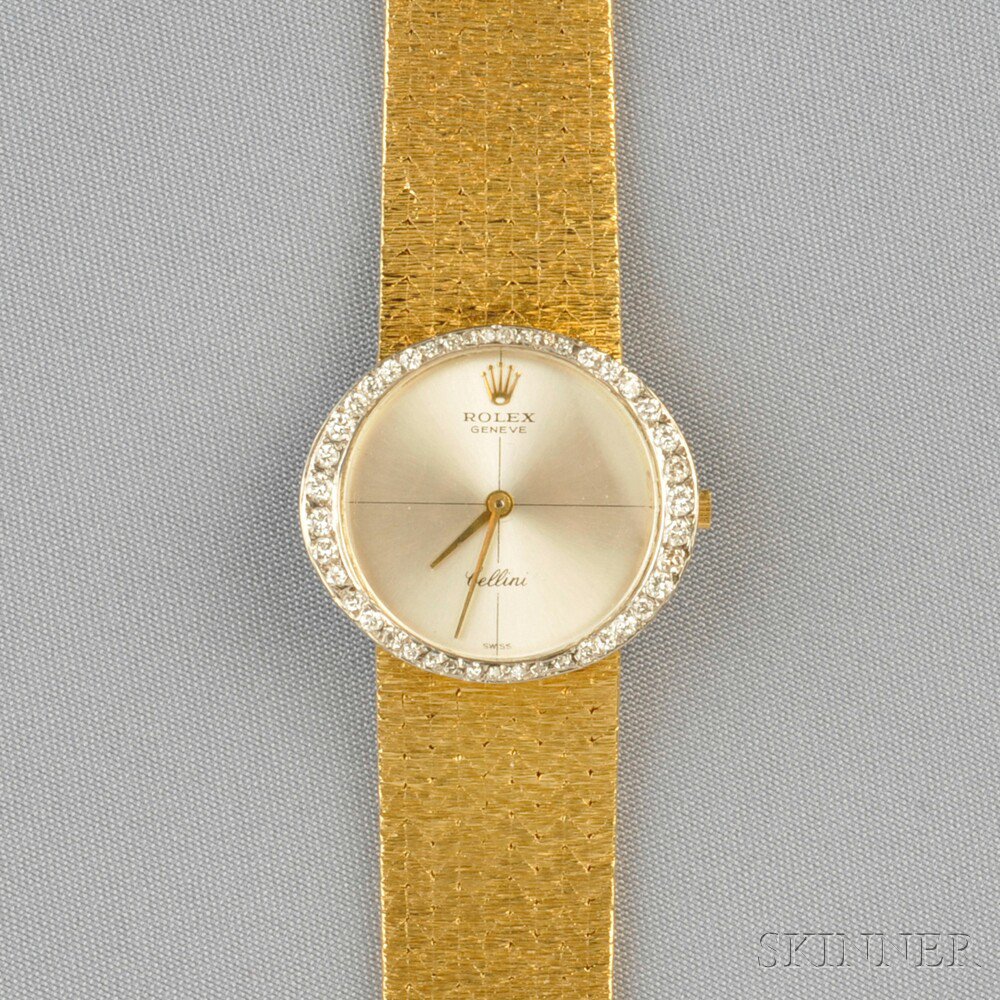 Appraisal: Lady's kt Gold and Diamond Cellini Wristwatch Rolex the silver-tone