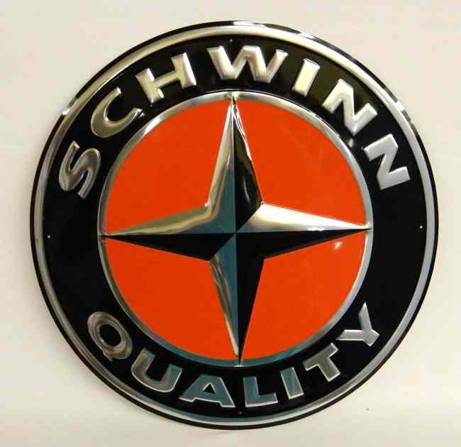 Appraisal: New old stock Schwinn Quality Seal sign by Pop sign