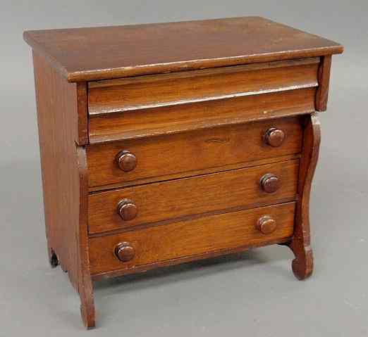 Appraisal: Miniature Victorian walnut chest of drawers c h x w