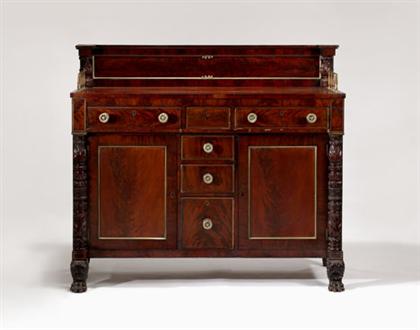 Appraisal: Late classical brass inlaid mahogany sideboard new york circa A