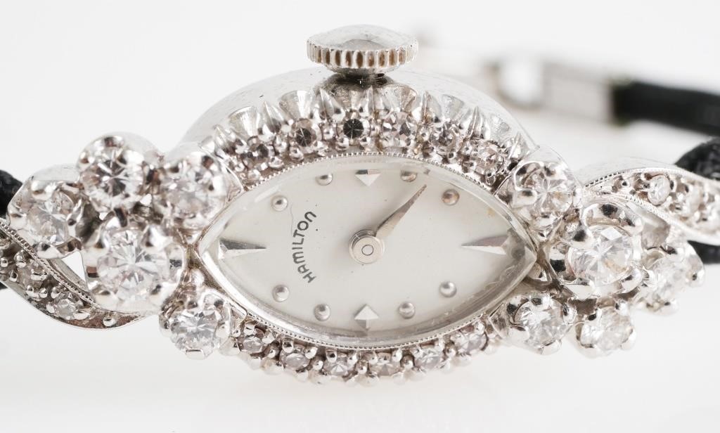 Appraisal: Vintage diamond and K white gold ladies Hamilton wrist watch