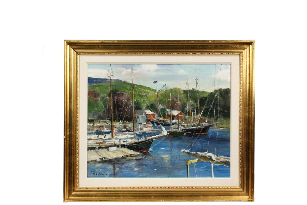 Appraisal: DALE RATCLIFF Contemporary NY - Boats and Floats oil on