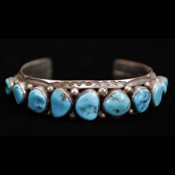 Appraisal: Vintage Native American Indian sterling silver turquoise cuff bracelet Inner