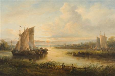 Appraisal: JOHN MOORE OF IPSWICH - FISHING VESSELS AT ANCHOR -