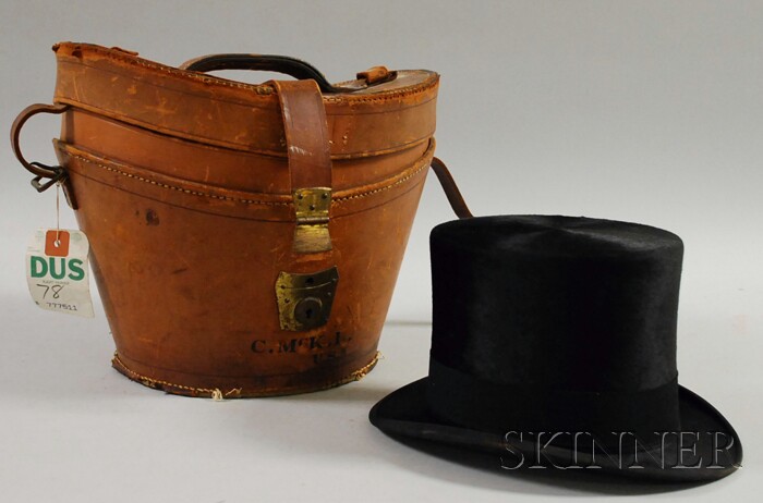 Appraisal: Man's Knox Beaver Top Hat in a Blue Satin-lined Fitted