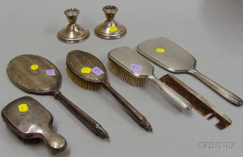 Appraisal: Assembled Set of Eight Sterling Dressing Table Items sold with