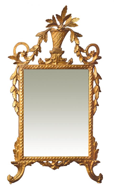 Appraisal: AN TH CENTURY ITALIAN GILTWOOD WALL MIRROR the rectangular plate