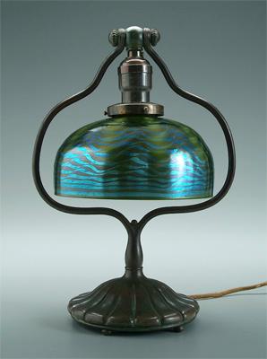 Appraisal: Tiffany bronze desk lamp ribbed and footed base marked quot