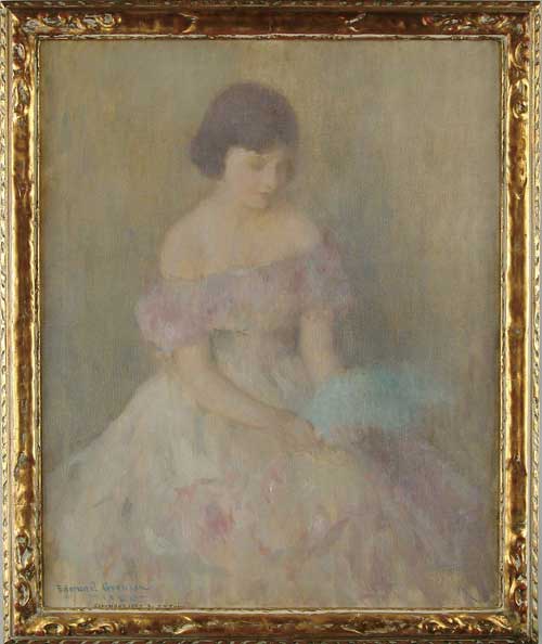 Appraisal: EDMUND WILLIAM GREACEN American - AN OLD-FASHION GOWN Outstanding oil