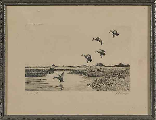 Appraisal: Dropping In by Joseph D Knap Etching Joseph D Knap