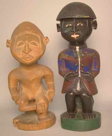 Appraisal: TWO KONGO CARVINGS ONE PAINTED both from Congo sitting on