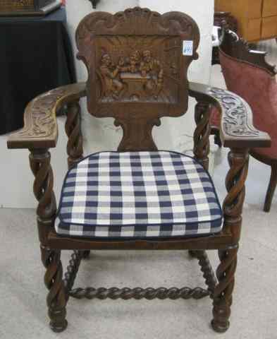 Appraisal: CARVED OAK ARMCHAIR Black Forest Germany early th century the