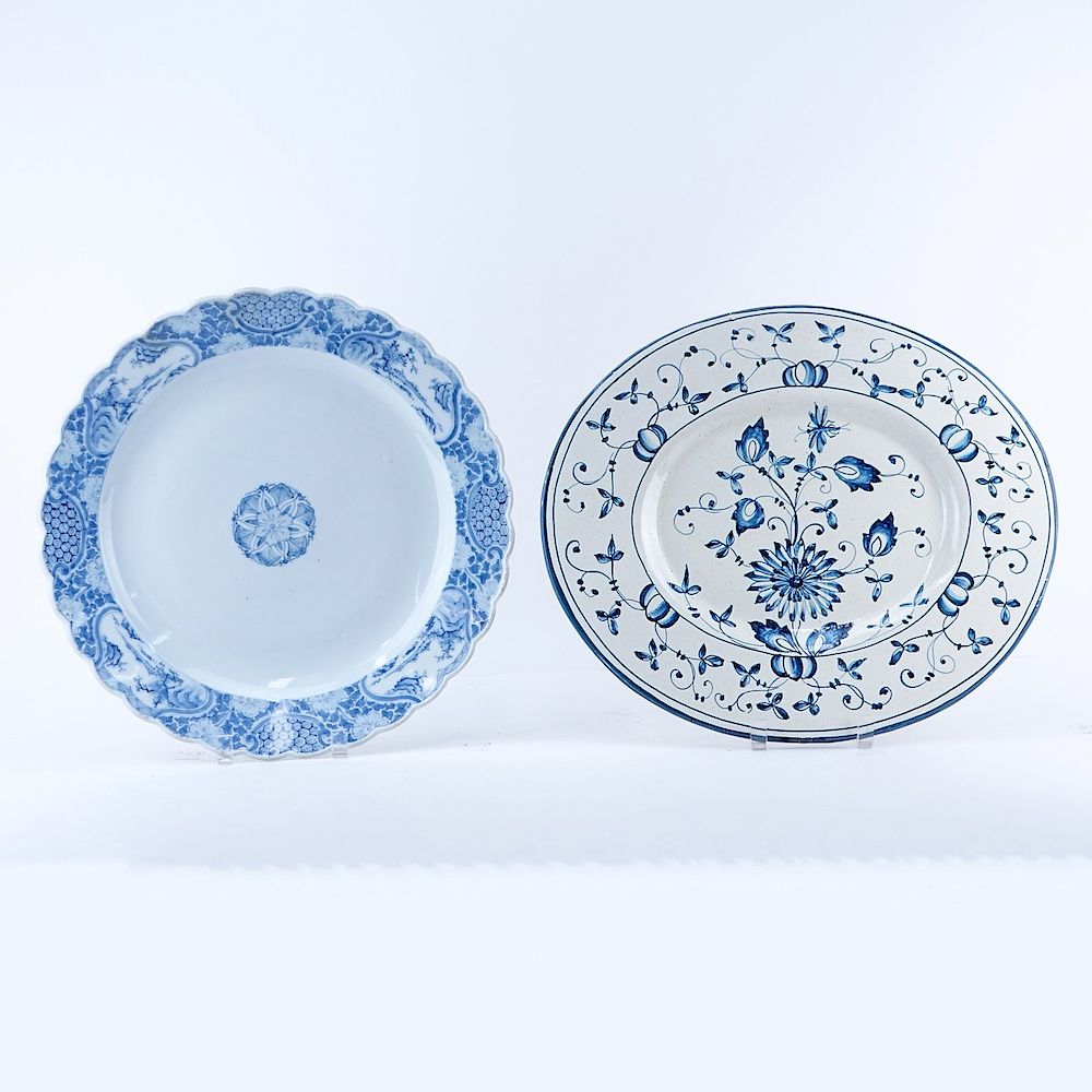 Appraisal: Grouping of Two Large Italian Faience Blue and White Pottery