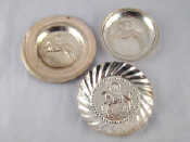 Appraisal: Three small silver dishes all marked all with the Zodiac