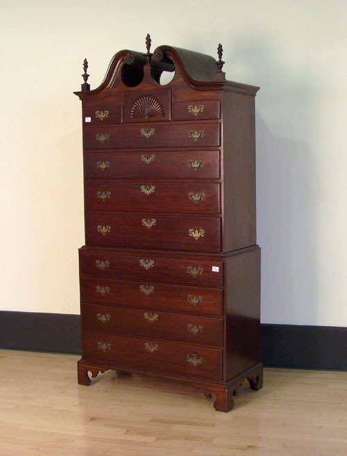 Appraisal: Chippendale style mahogany chest on chest ca h w