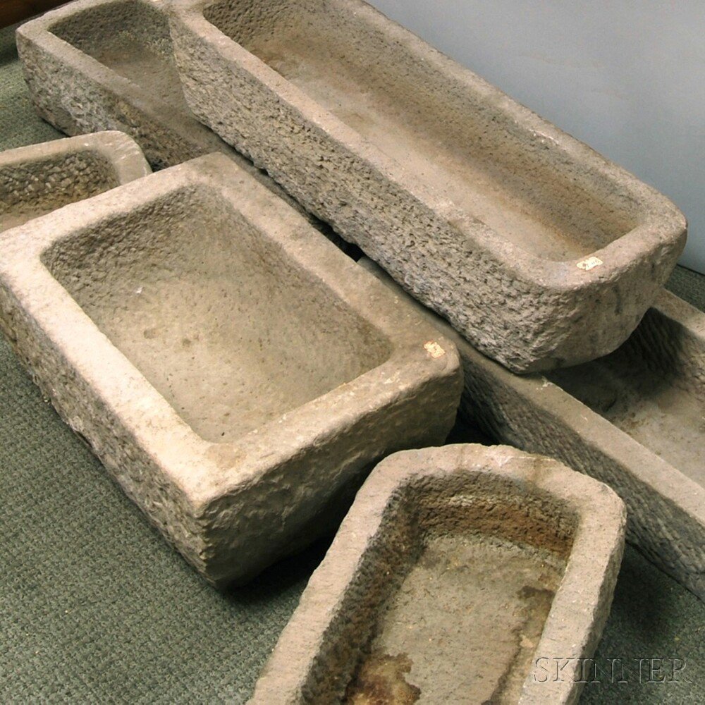 Appraisal: Six Large Stone Garden Troughs Estimate - The absence of