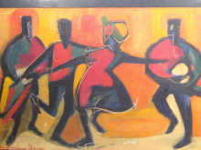 Appraisal: A framed oil on board of Jamaican dancing signed Ken