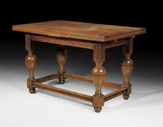 Appraisal: OAK EXTENDING TABLE Baroque North German circa With extension leaves